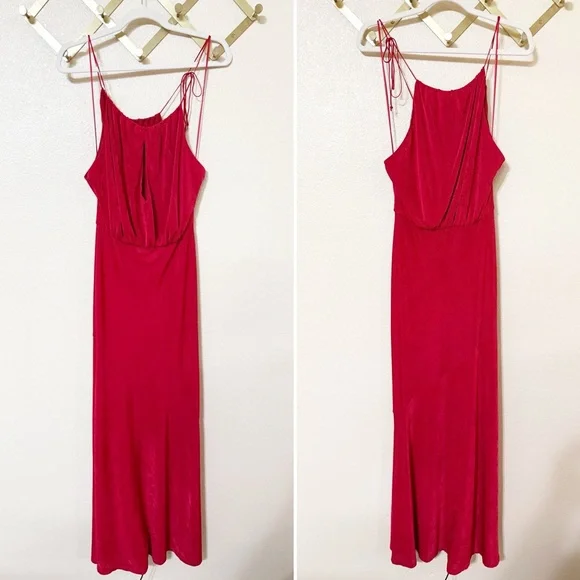 NWT Reformation Red Lupe Keyhole Cutout Stretchy Knit Maxi Dress size XS